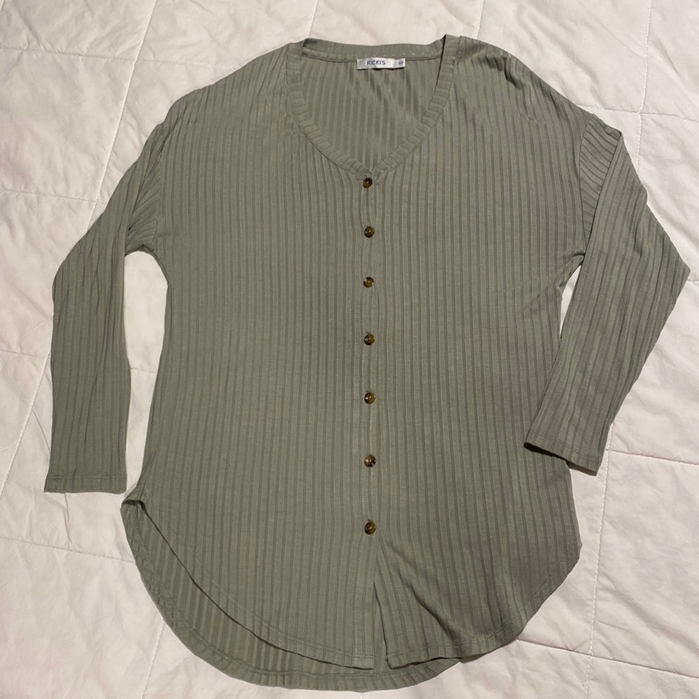 Green Ribbed Sweater Cardigan - free with any bundle